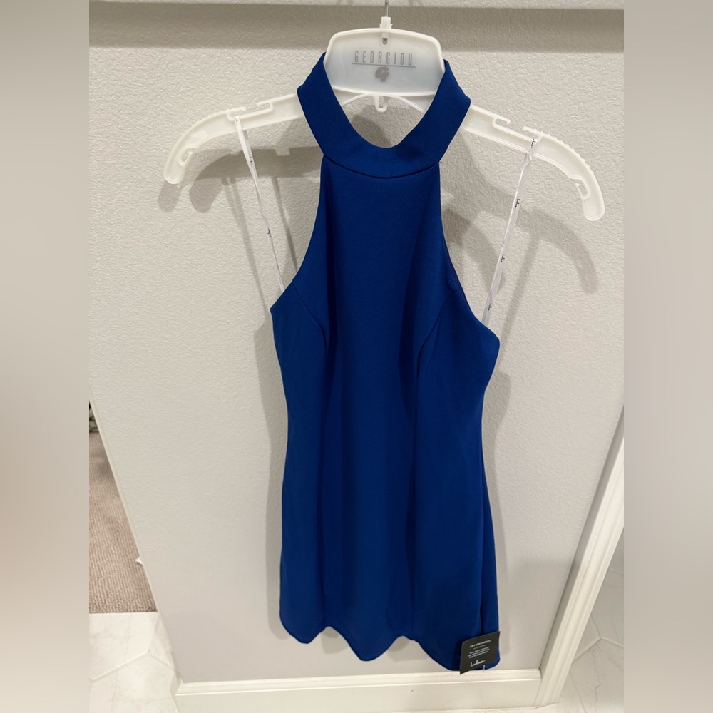 Lulu's Royal Blue Halter Dress (Small)